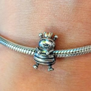 Pandora Sterling Silver + 14k gold Queen Bee Charm Retired